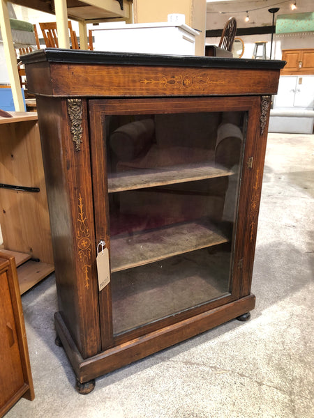 Antique Pier Cabinet with Inlaid & Brass Detailing