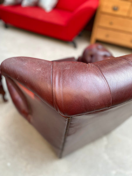 GHC - Chesterfield Style Oxblood Leather Wingback Armchair