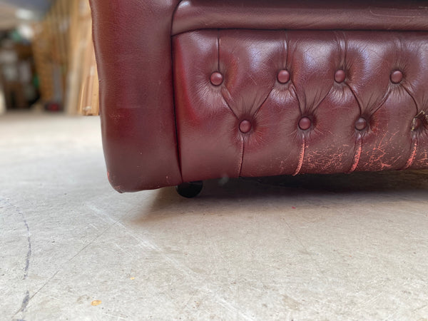 GHC - Chesterfield Style Oxblood Leather Wingback Armchair