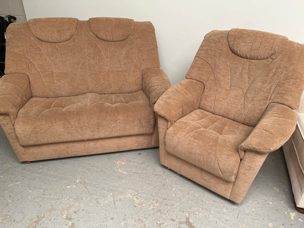 GHC - light brown two seat sofa and matching chair