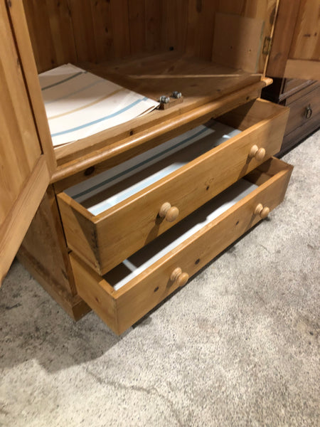 Tall Pine Wardrobe with Two Drawers