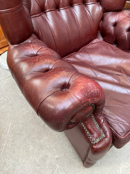 GHC - Chesterfield Style Oxblood Leather Wingback Armchair