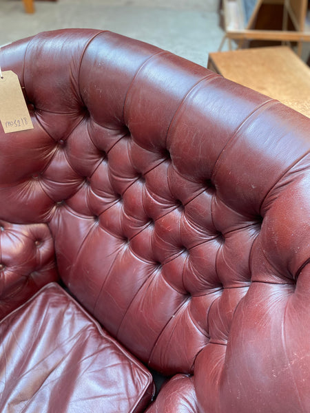 GHC - Chesterfield Style Oxblood Leather Wingback Armchair