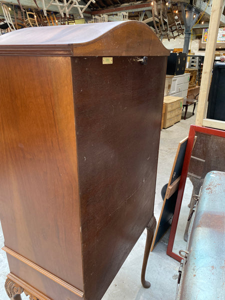 Vintage Queen Anne Style Walnut Drinks Cabinet