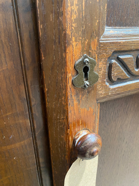 Carved Oak Hall Wardrobe