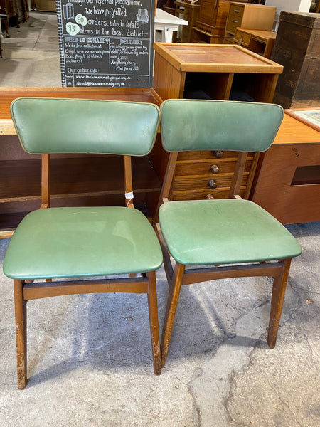 Pair of Green Mid-Century Dining Chairs GHC
