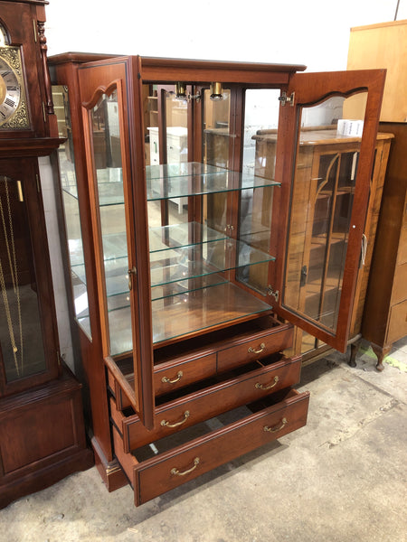 Glass Display Cabinet with 3 Drawers