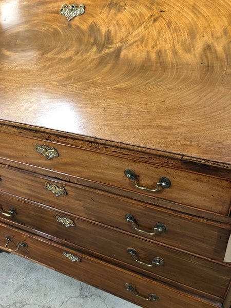 Vintage Oak Bureau with Polished Brass Hardware