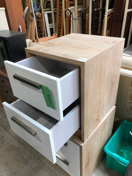 Pair of John Lewis White & Veneer Bedside Drawers