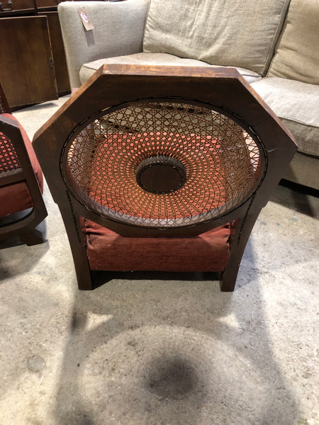 Art Deco Cane & Walnut Framed Armchair