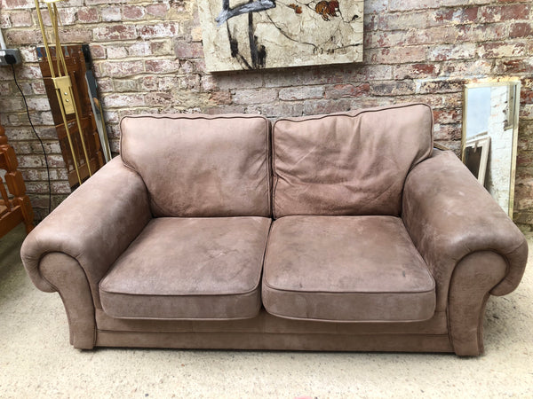 Taupe Faux Suede Two Seater Sofa