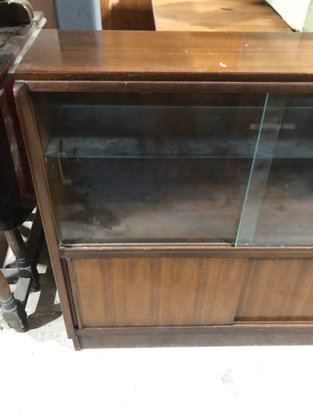 GHC - Mid Century Sliding Glass Display Bookcase with Cupboard