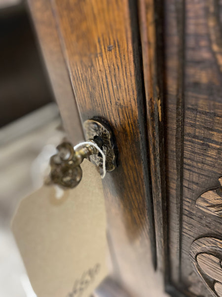 Carved Oak Leather Topped Desk