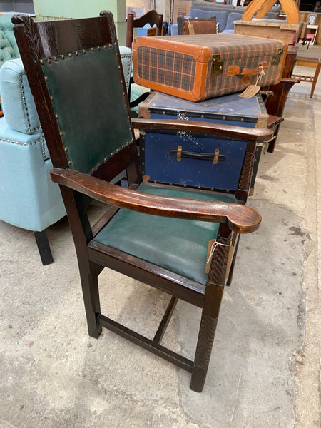 Antique Jacobean Revival Oak Armchair