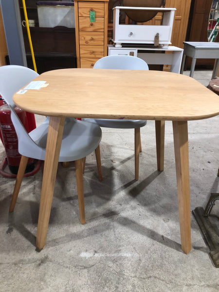 Contemporary Pale Wooden Dining Table & 3 Chairs - REF