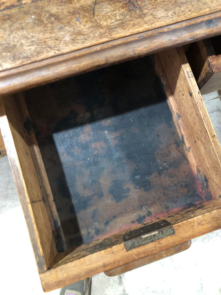 Antique Solid Wood Pedestal Desk