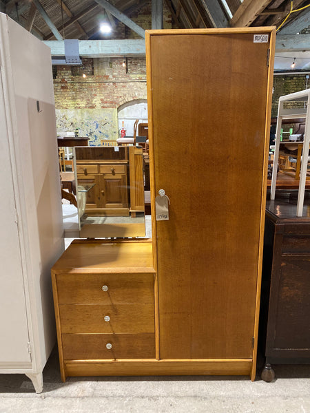 Vintage Single Wardrobe with 3 Drawers & Mirror