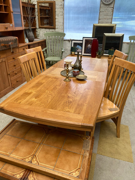 Large Extendable Oak Dining Table