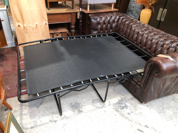 Brown Leather Chesterfield Style Sofa-bed