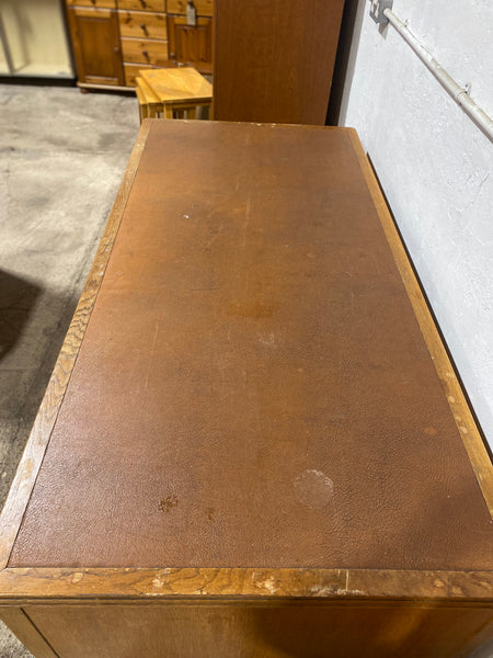 GHC - Large Vintage Oak Teachers Desk with Leather Top