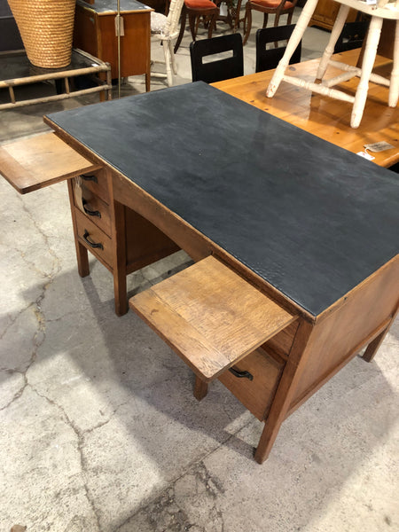 Vintage Oak Pedestal Teachers Desk
