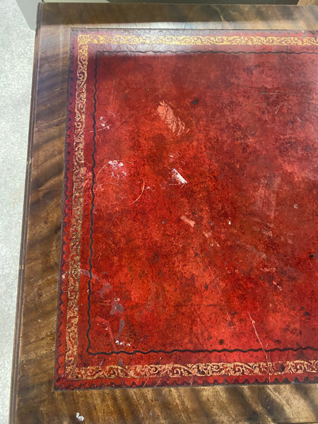 Red Leather top Captains Desk