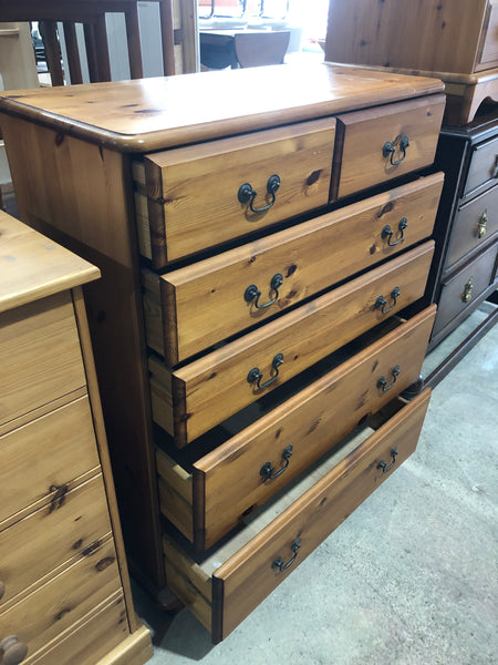 Matching Pine Bedside Table and Chest of Drawers- REF