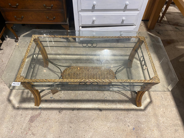 Glass & Wicker Coffee Table