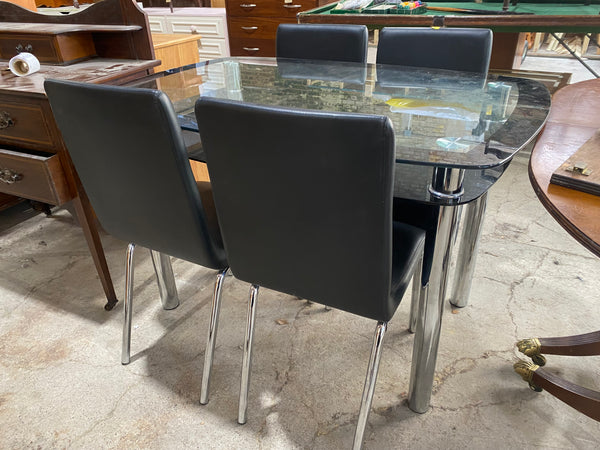 Glass Dining Table & 4 Chairs