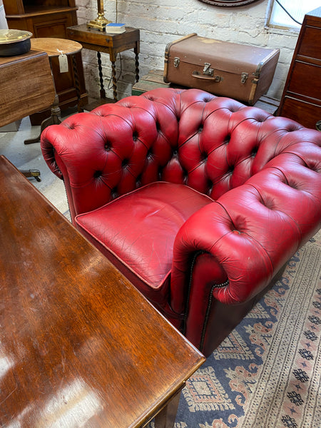 Oxblood Red Leather Chesterfield Armchair