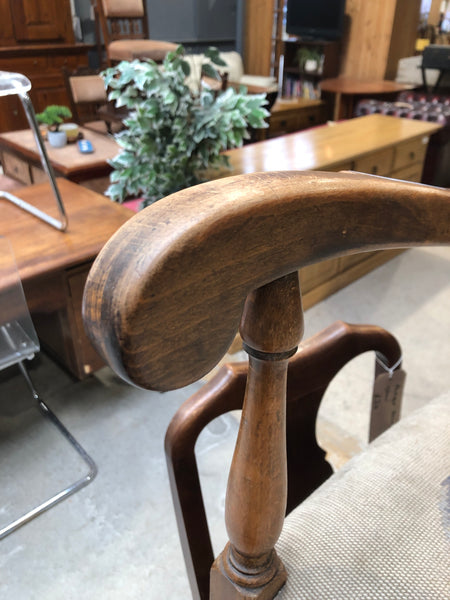 Antique Cane Back Needlepoint Seat Armchair