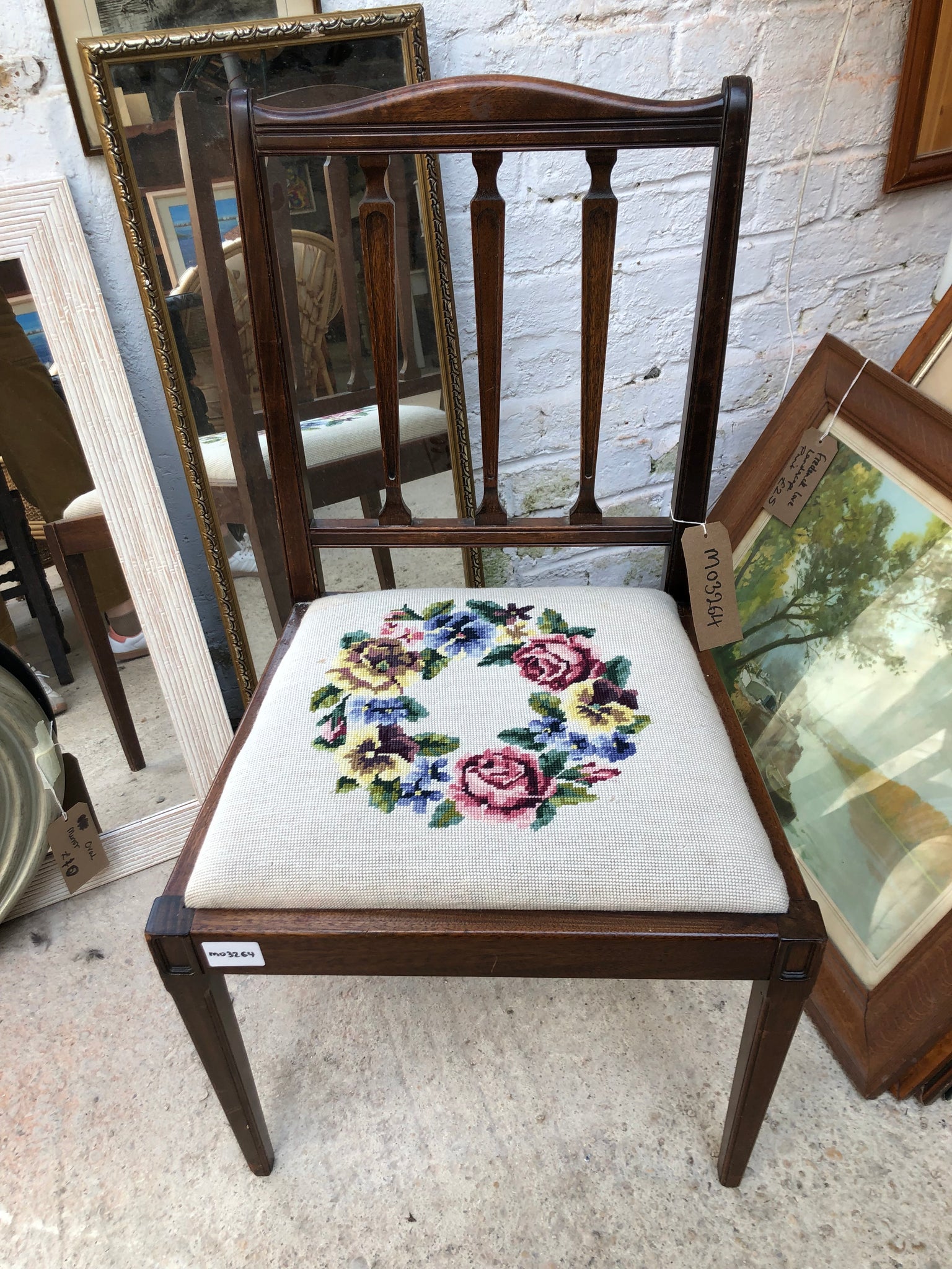 Antique Needlepoint Seat Chair