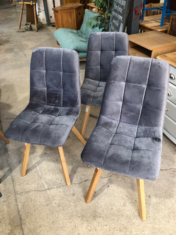GHC - Set of Three Grey Dining Chairs
