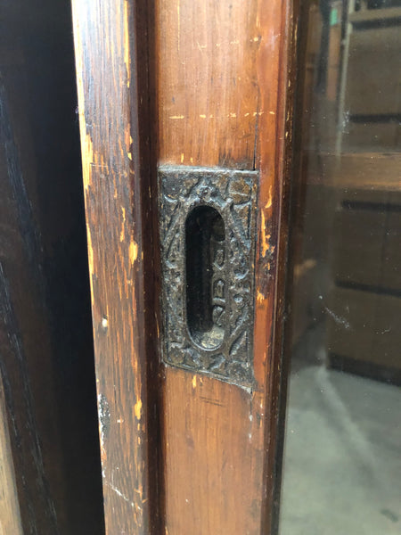 Antique Stained Oak Glass Bookcase