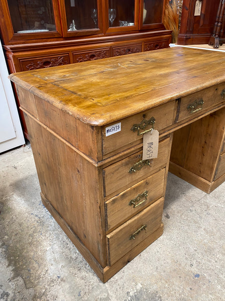 Rustic Pine Pedestal Desk