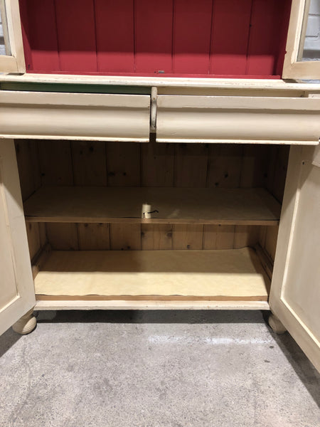 Large Painted Dresser with Glass Cabinet