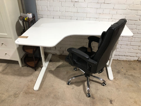 Large White Adjustable Corner Desk