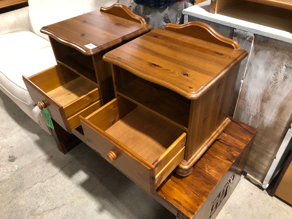 Pine Look Matching Bedside Table Pair - REF