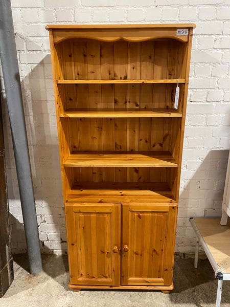 Tall Pine Bookcase with Cupboard