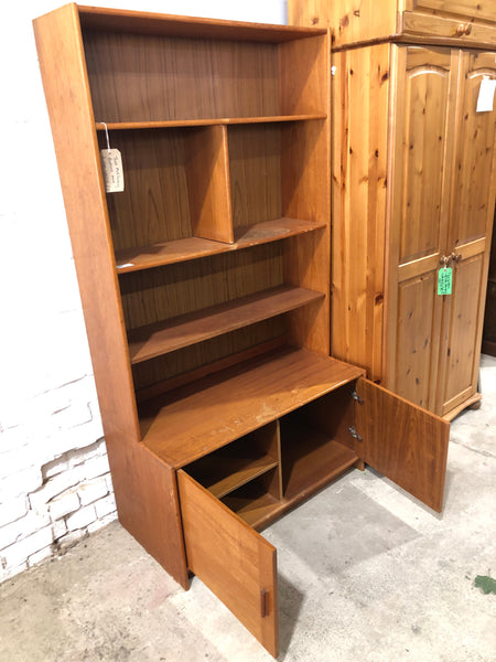 Teak Mid Century Bookcase above Cupboard