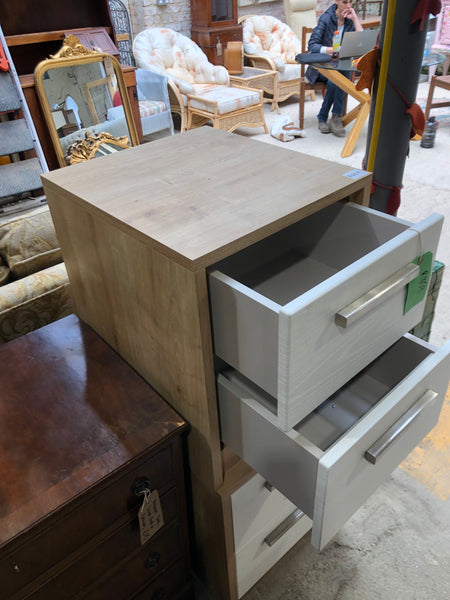 Pair of John Lewis White & Veneer Bedside Drawers