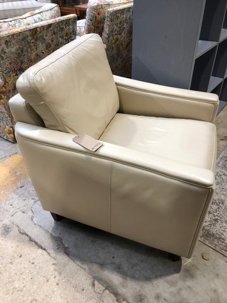 Cream Faux Leather Armchair