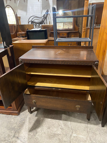Art Deco Vintage Oak Linen Cabinet