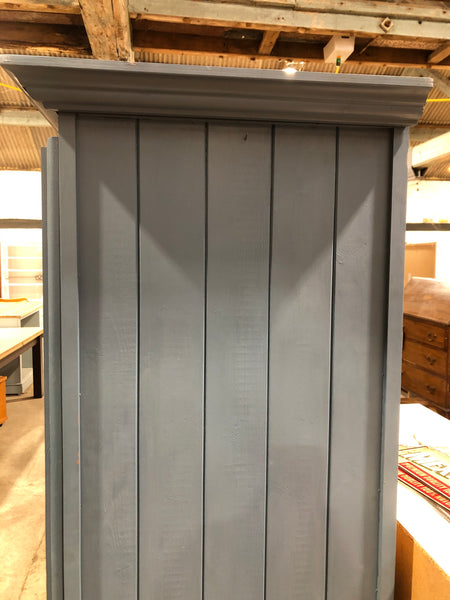 Slim Blue Painted Pine Storage Cupboard