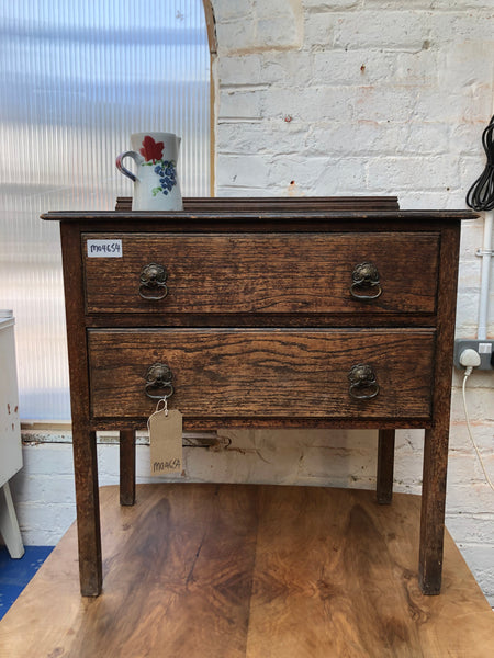 Vintage Oak 2 Drawer Chest of Drawers