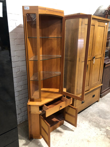 Mid Century Teak Corner Display Cabinet