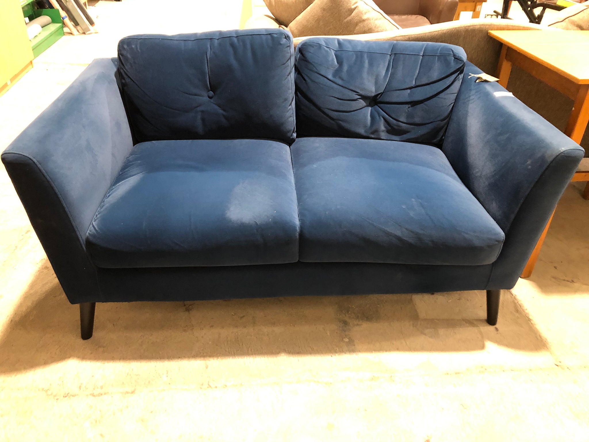 Blue Velvet Two Seater Sofa