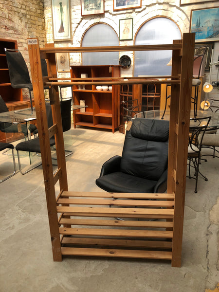Pine Shelving Unit with Hanging Rail