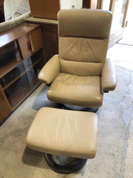 GHC - Leather Stressless Armchair & Footstool