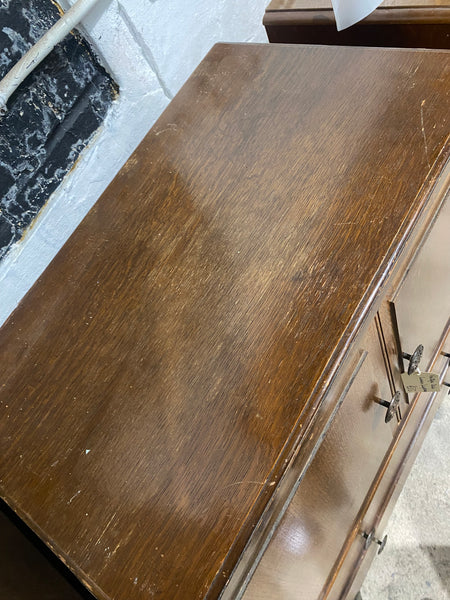 Vintage Oak Veneer Linen Cupboard